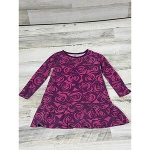 Tea Collection Long Sleeve Dress Girls Size 5 Purple Rose Floral